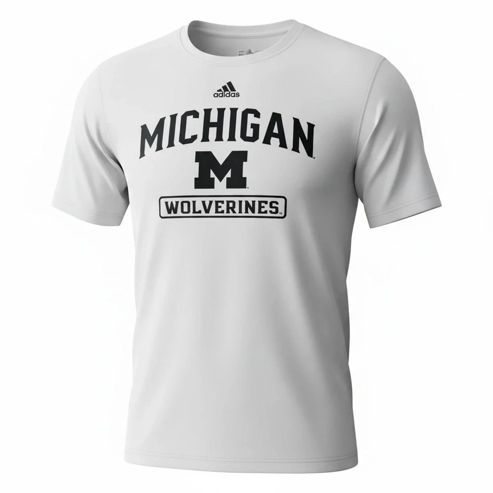 Adidas Michigan Wolverines Mens White Performance Graphic T-Shirt